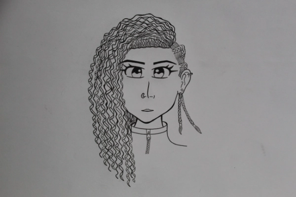 Dessin sur papier d'un personnage avec encrage