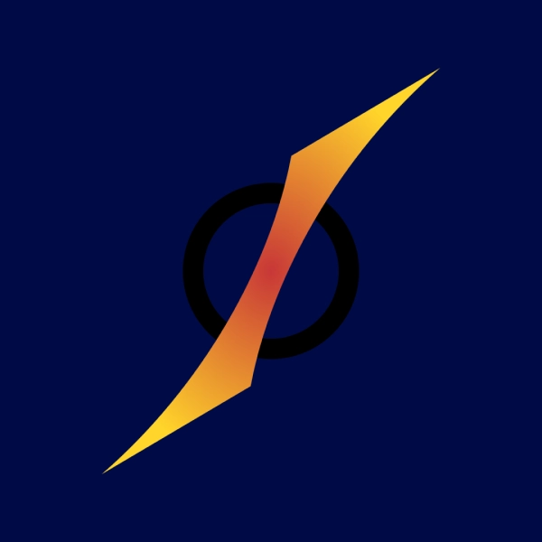 Logo doré sur fond bleu